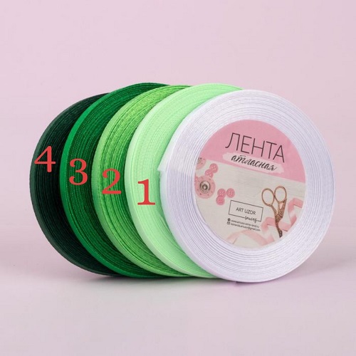 Лента атласная, 2 см, зеленый № 1