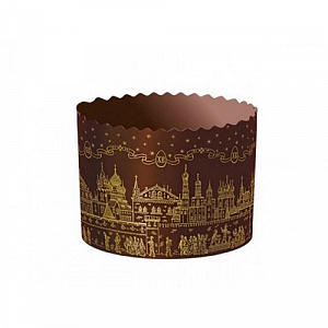 Форма бумажная для кулича Храм золотой, d134хh100мм